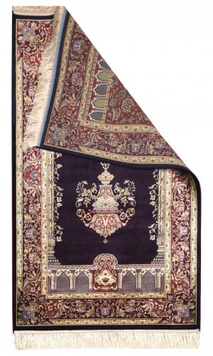 سجادة صلاة حرير لون كحلي / بوردو