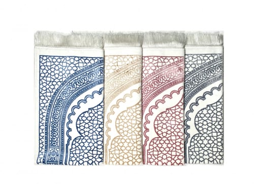 سجادة صلاة مخمل لون ابيض / بيج