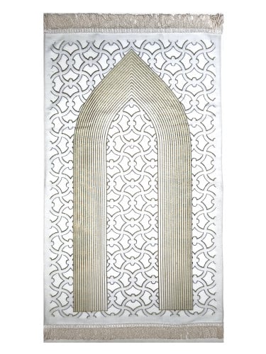 سجادة صلاة شينيل لون ابيض