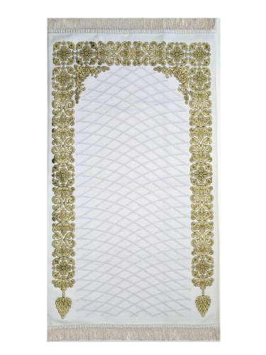 سجادة صلاة شينيل لون ابيض