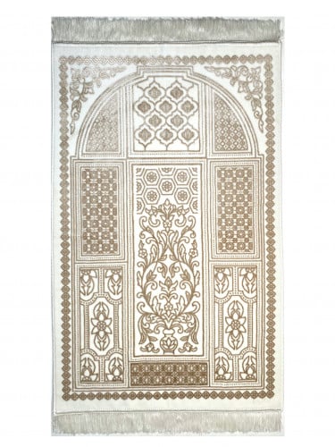 سجادة صلاة مخمل لون ابيض / بيج