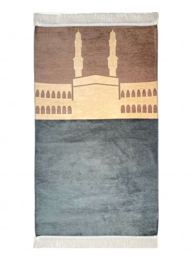 سجادة صلاة شينيل لون بيج / ازرق