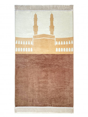 سجادة صلاة شينيل لون بيج / سكري