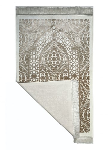 سجادة صلاة مخمل لون ابيض / بيج