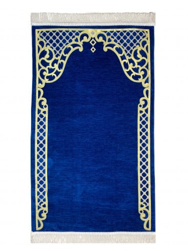 سجادة صلاة شينيل لون كحلي