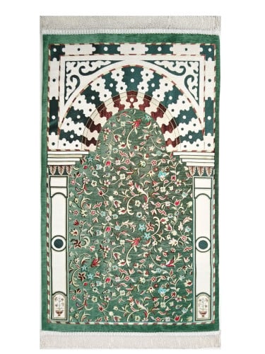 سجادة صلاة شينيل لون اخضر