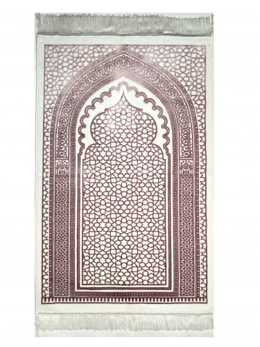 سجادة صلاة مخمل لون ابيض /زهري