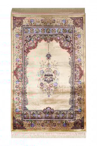 سجادة صلاة حرير لون ذهبي / ذهبي