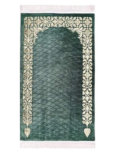 سجادة صلاة شينيل لون اخضر