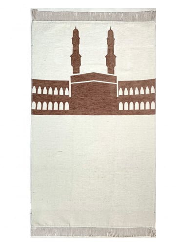 سجادة صلاة شينيل لون بيج /اخضر