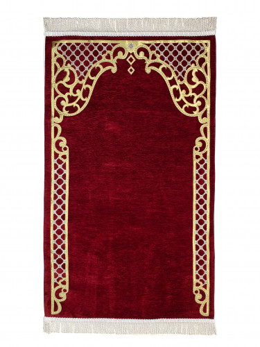 سجادة صلاة شينيل لون بوردو