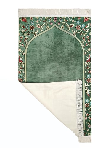 سجادة صلاة شينيل لون اخضر