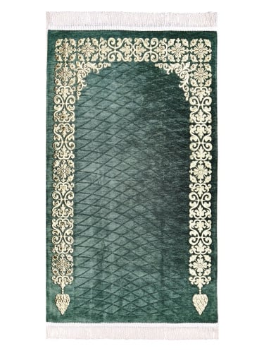 سجادة صلاة شينيل لون اخضر