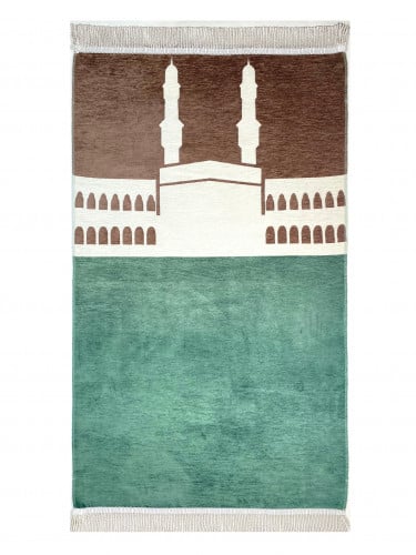 سجادة صلاة شينيل لون بيج /اخضر