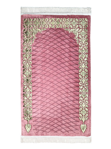 سجادة صلاة شينيل لون زهري