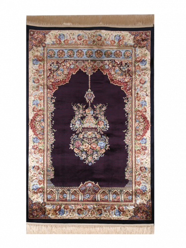 سجادة صلاة حرير لون كحلي / بيج