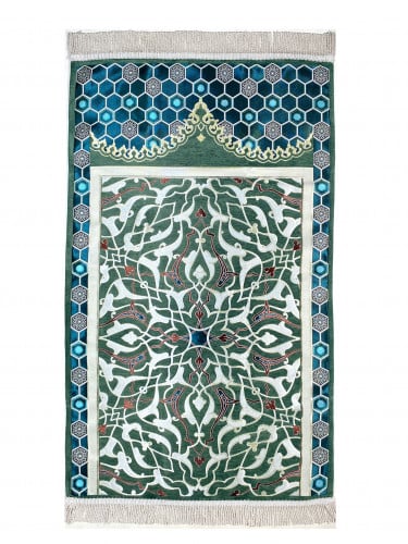 سجادة صلاة شينيل لون اخضر