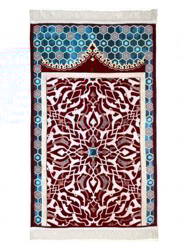 سجادة صلاة شينيل لون احمر