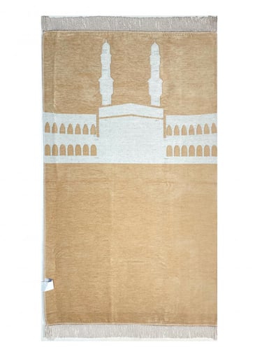 سجادة صلاة شينيل لون بيج / سكري