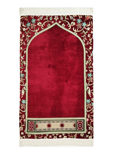 سجادة صلاة شينيل لون احمر