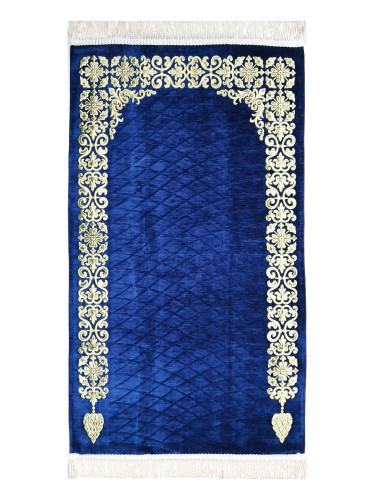 سجادة صلاة شينيل لون كحلي