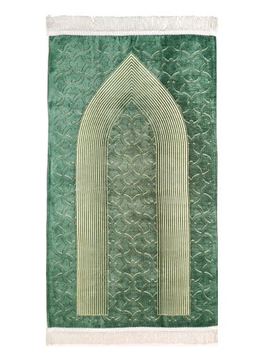 سجادة صلاة شينيل لون اخضر