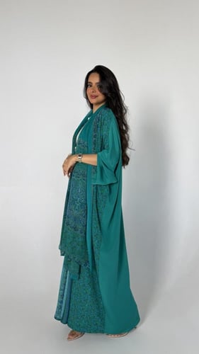 عباية حرير بيزلي تركوازي