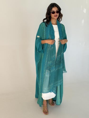 عباية الحرير التركوازي