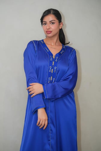 قفطان مغربي أزرق بالكرستال