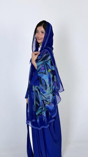 حرير ازرق سادة