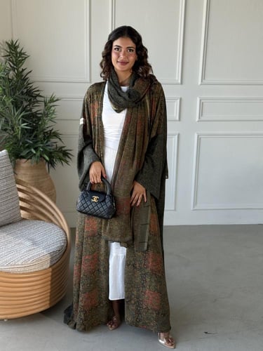 عباية الحرير الزيتي 3