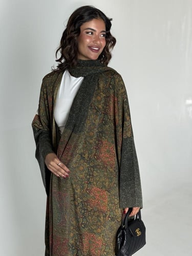 عباية الحرير الزيتي 3