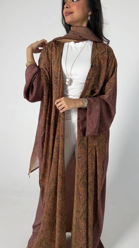 عباية حرير كشميري وردي