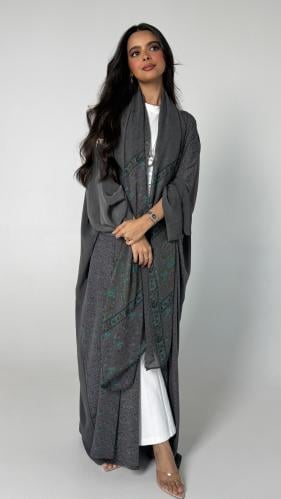 عباية حرير ليلك رمادي