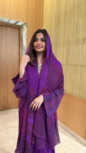 عباية حرير بنفسجي سدو