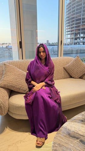 عباية حرير بنفسجي سدو