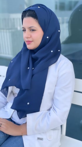طرحه كحلي بالخرز الابيض