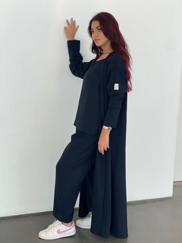 طقم عباية طويله وبنطلون كحلي