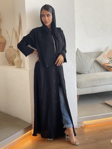 عباية الورود السوداء كلوش