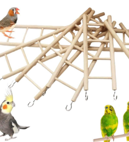 سلالم خشبية للببغاء وطيور الزينة - 6 مستويات