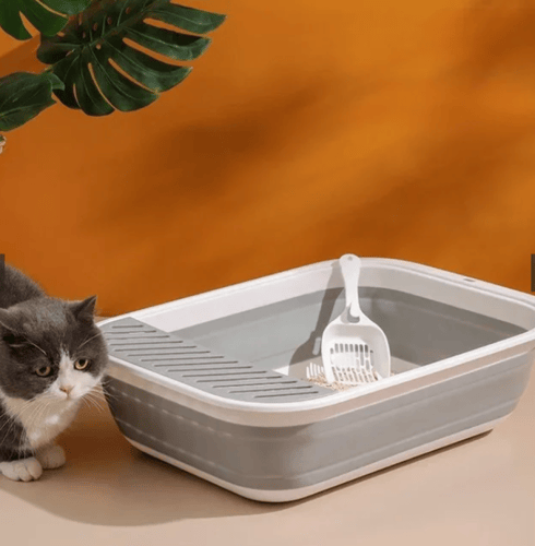 ليتر بوكس مع مجرفة - حوض رمل القطط قابل للطي مناسب...