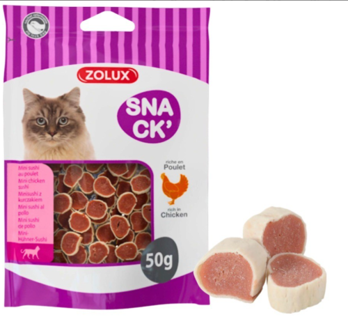 زولوكس سناك مكافآت القطط سوشي الدجاج 50غ Zolux Sna...