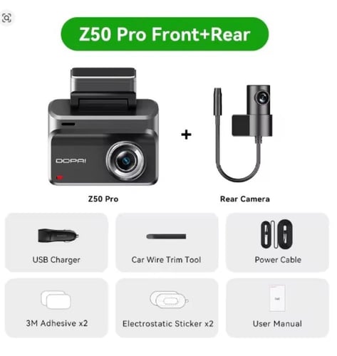 داش كام DDPAI Z50 Pro 4K – كاميرا أمامية وخلفية مع...