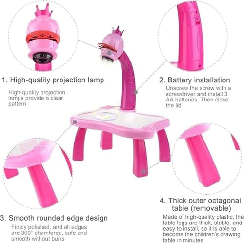 طاولة رسم مع بروجكتور LED للأطفال لتعلم الرسم وتنم...