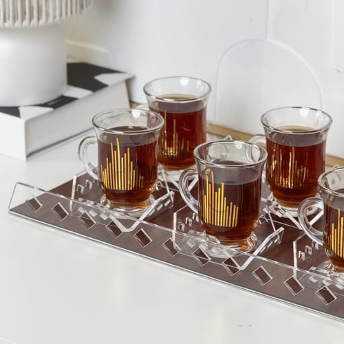 صينية شاي و 6 قواعد و6 ملاعق