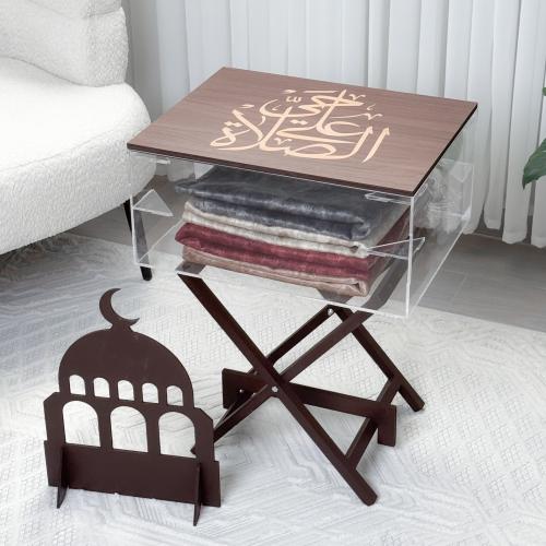 منظم سجاد + ساتر صلاة غطا بني