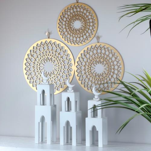 مجموعة ديكور (ذهبي - أبيض)