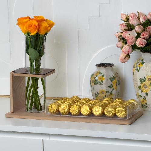 صينية تقديم فاخرة + فازة