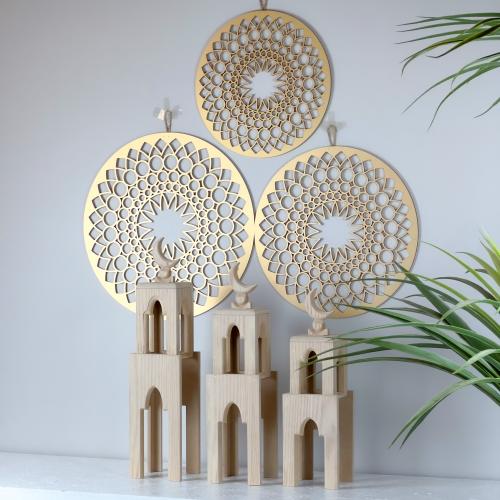 مجموعة ديكور (خشبي_ ذهبي)