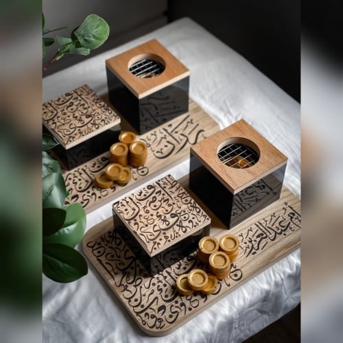 مبخرتين + عود مروكي + فحم ( الحرف العربي )